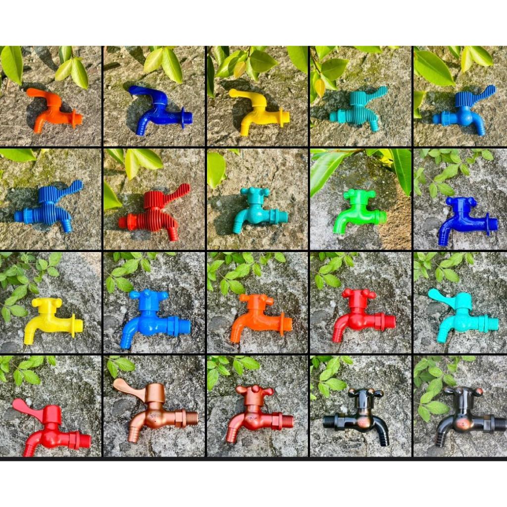 Keran Air 1/2" Kran air 1/2 inch Kran PVC Plastik Engkol kran Tembok Taman