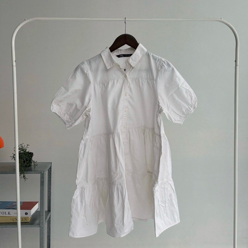 Preloved Zara Dress Wanita Rok Mini Putih