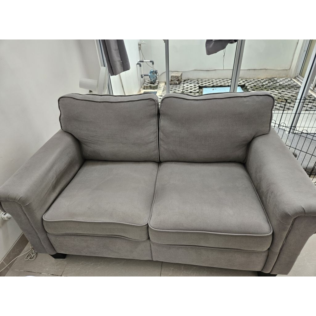 Sofa 2 Dudukan Informa Neo Langley Fabric Abu-abu Second