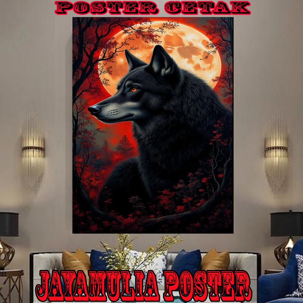 HIASAN DINDING/POSTER CETAK SRIGALA DAN GERHANA BULAN J64/UKURAN JUMBO/DEKORASI RUMAH/BISA COD