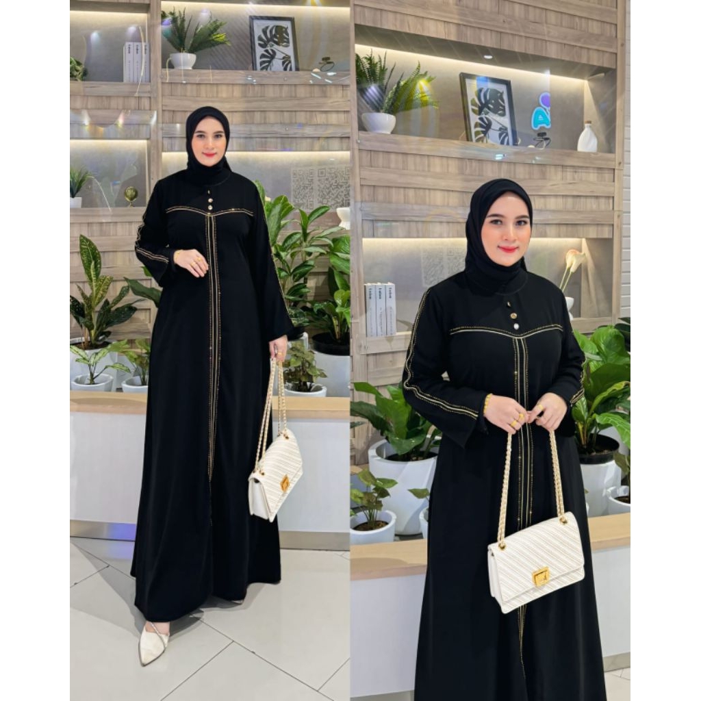 READY ABAYA CEOLOGYNE BY NASYA GAMIS HITAM TERBARU KEKINIAN ORIGINAL NASYA