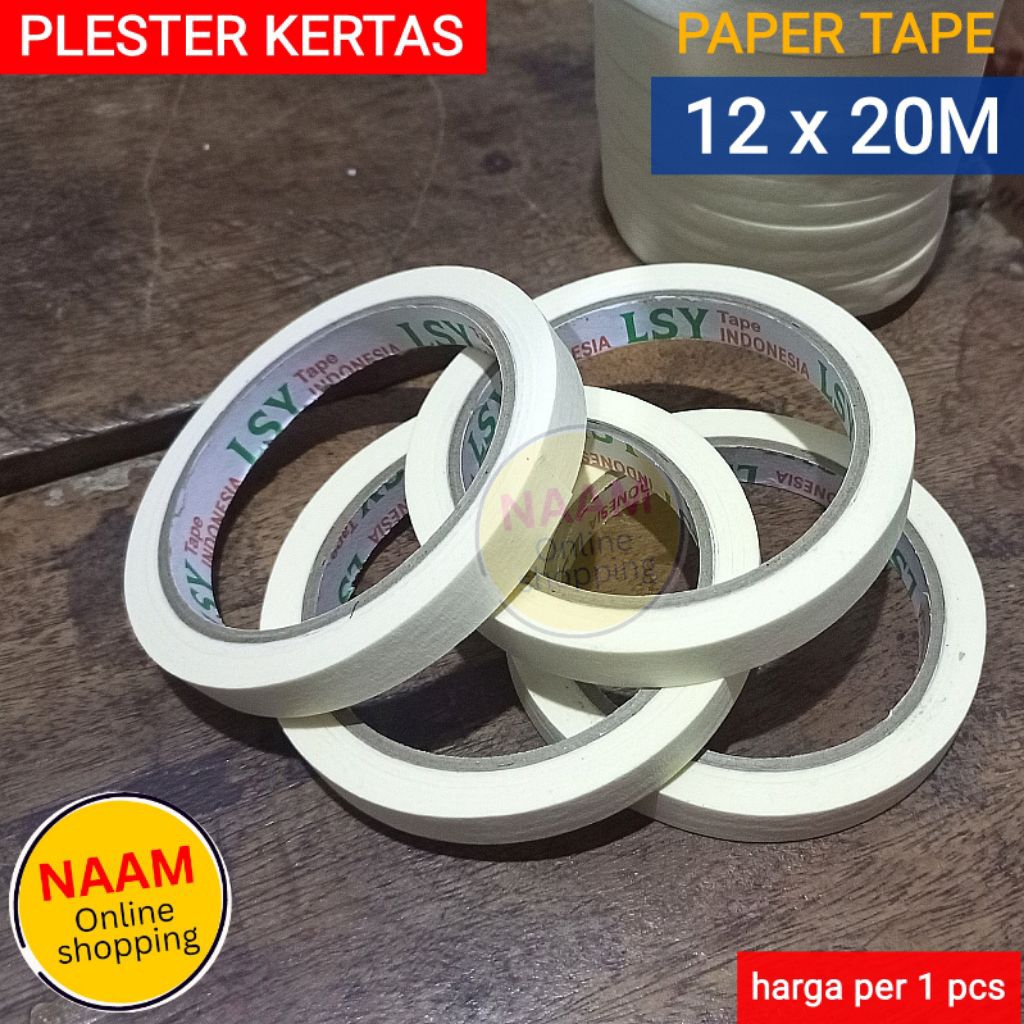 (12MM) PLASTER KERTAS / LAKBAN KERTAS 12 MM - PAPER TAPE / MASKING TAPE 12MM