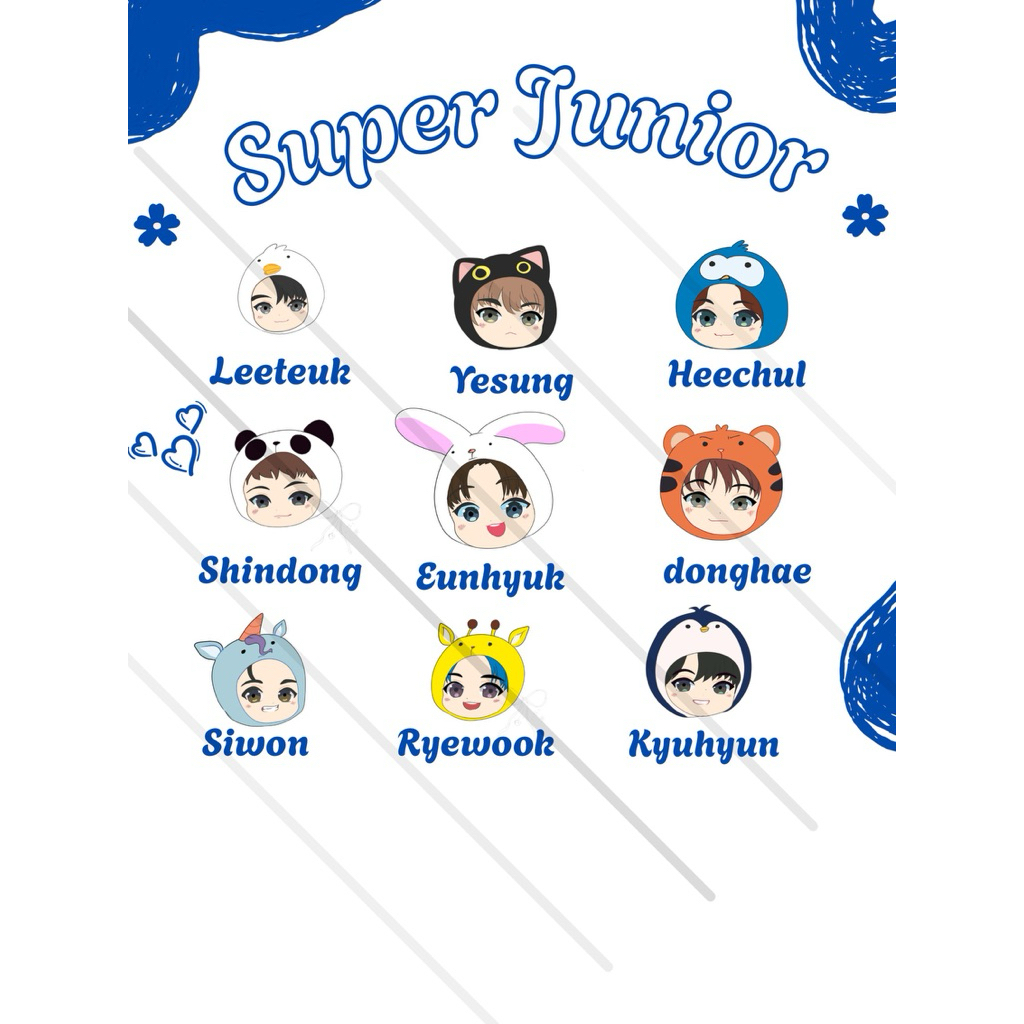 GRIPTOK CHIBI ANIMAL 2nd VERSION SUPER JUNIOR LEETEUK HEECHUL YESUNG SHINDONG EUNHYUK DONGHAE SIWON 