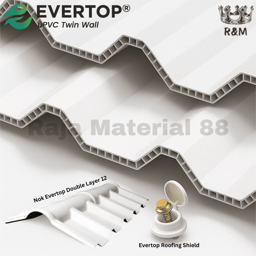 Atap uPVC Setara Alderon Double Layer Twinwall 12 mm | Atap uPVC Evertop | Solusi Terbaik Proyek Ata