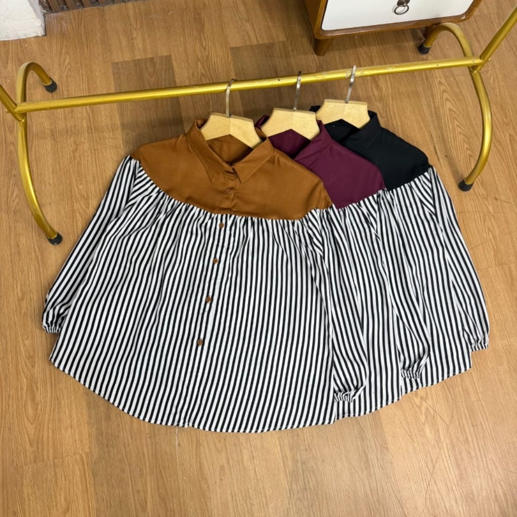 SELLANA BLOUSE SALUR KOMBINASI RAYON TWILL KEMEJA SALUR