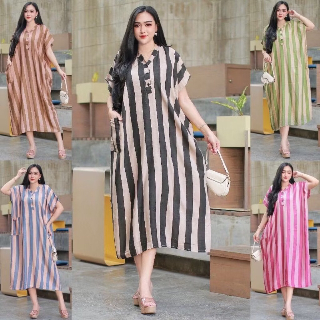 DRESS JUMBO BUSUI FRIENDLY KANCING DEPAN 3 AKTIF Daster Remaja Daster Kekinian