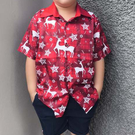 PRINTOPIA - Kemeja Anak/Kemeja Natal Anak/Pakaian Natal Anak/Kemeja Full Printing/Casual