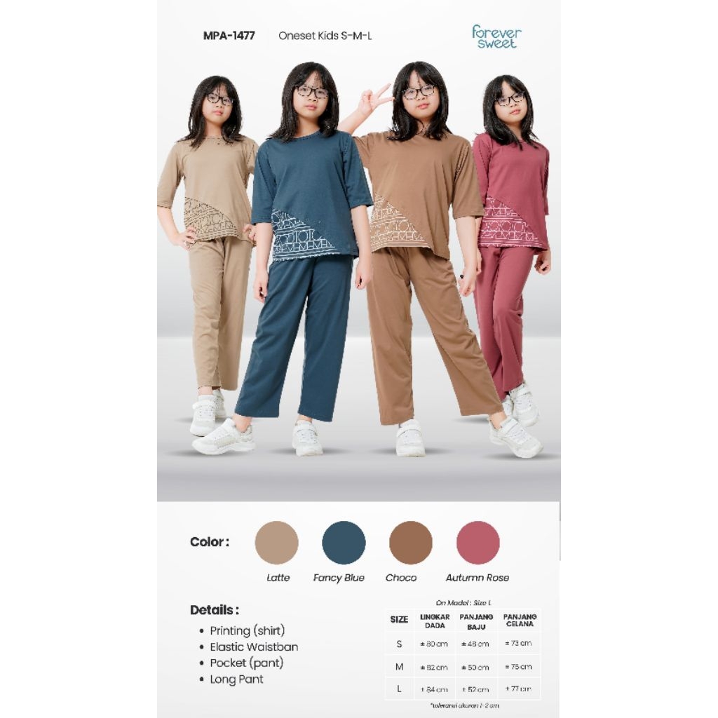 FOREVER SWEET Babydoll Anak Setelan Anak Celana Panjang
