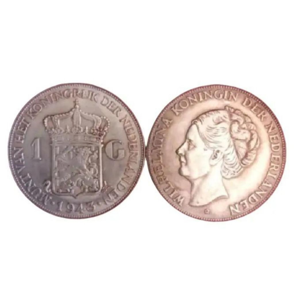 Koin Kuno Tahun Tahun 1943 Der Nederlanden Wilhelmina 1 Gulden
