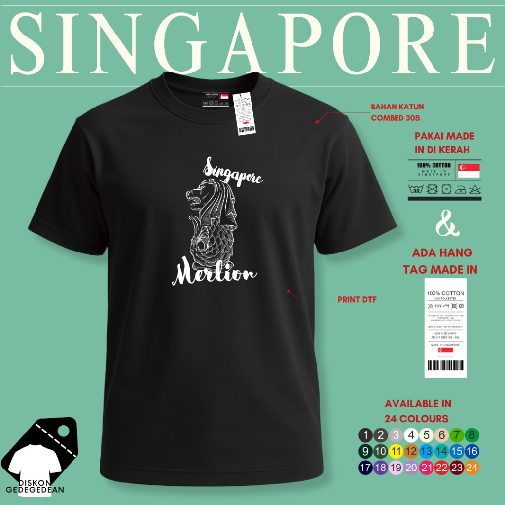 Kaos Oleh Oleh Singapore Singapura  Baju Oleh-oleh Singapore Singapura Kaos Souvenir Singapura Singa