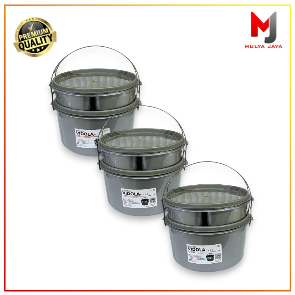 Mulya Jaya Lusinan (12Pcs) Rantang Vidolla Plastik 2 Susun / Rantang Hajatan Bulat / Rantang Berkat