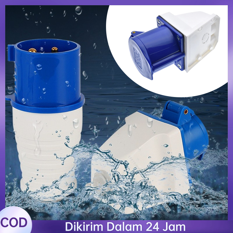 Stop Kontak Genset 32A 3 Phase IP44 Industrial Plug Socket Colokan 3 Lubang Tahan Air Outdoor