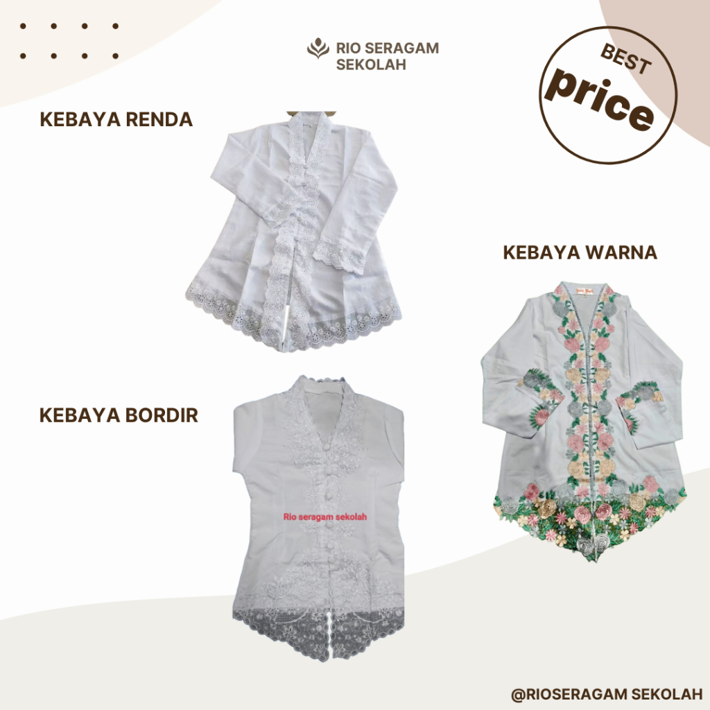 BAJU KEBAYA PANJANG / BAJU KARTINI / KEBAYA RENDA / KEBAYA SEKOLAH / SERAGAM NYUNDA / KEBAYA BORDIR