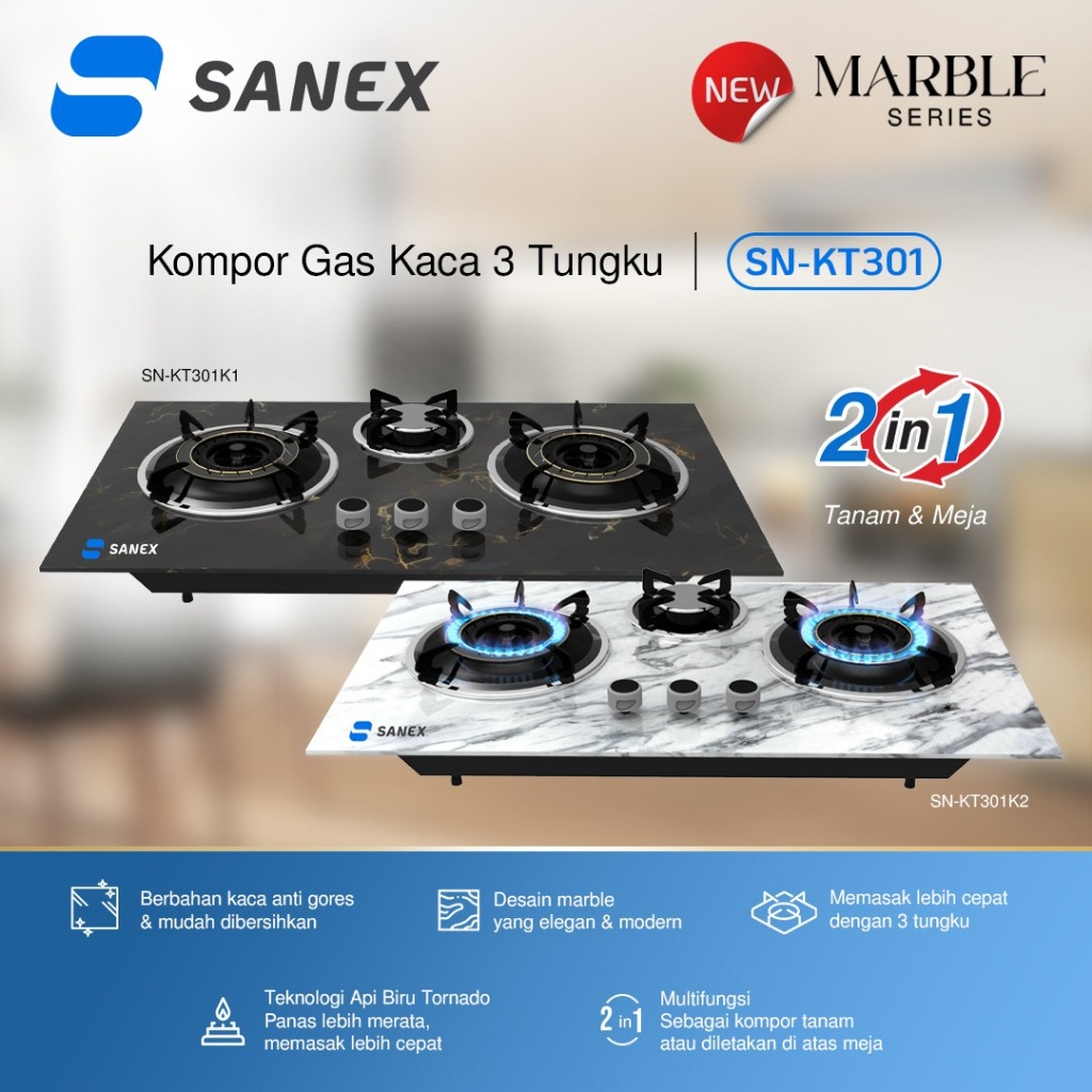SANEX Kompor Tanam 3 Tungku SN- KT301 / Kompor Tanam 3 Tungku