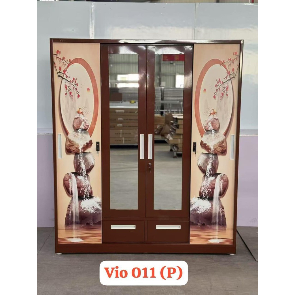 Lemari Pakaian Plat Besi Sliding 4 Pintu