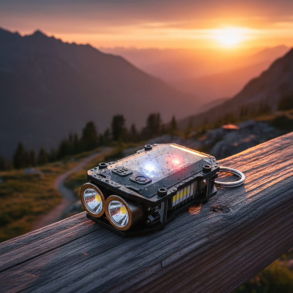 Senter Mini Keychain ,Light Dual LED Multifungsi Magnet Klip Recharge 6 Mode - Keychain,body ABS, se