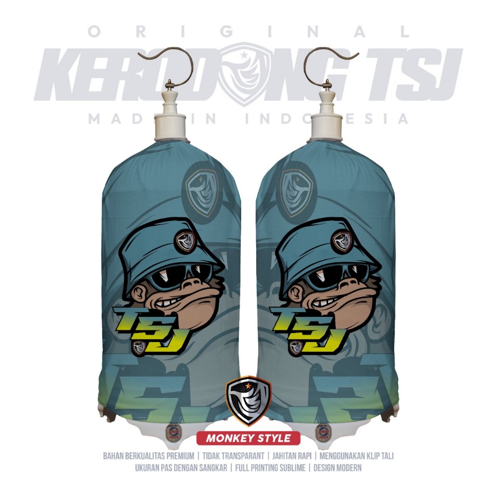 Kerodong LoveBird Motif Monkey Style Original TSJ Industries Bahan PE Premium Full Printing Sublime 