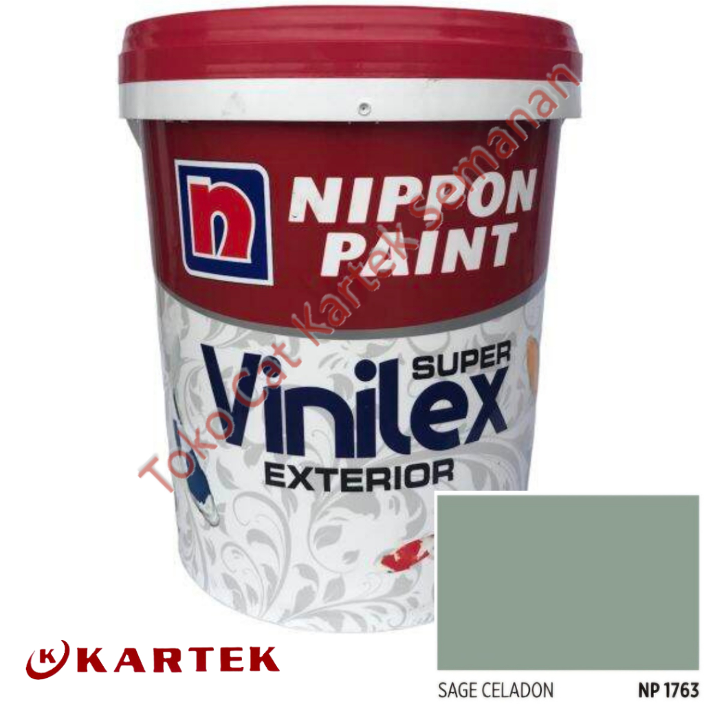 Nippon Paint Vinilex Super Exterior SAGE CELADON NP 1763 Cat Tembok Luar Ruangan Weathershield 5 KG 