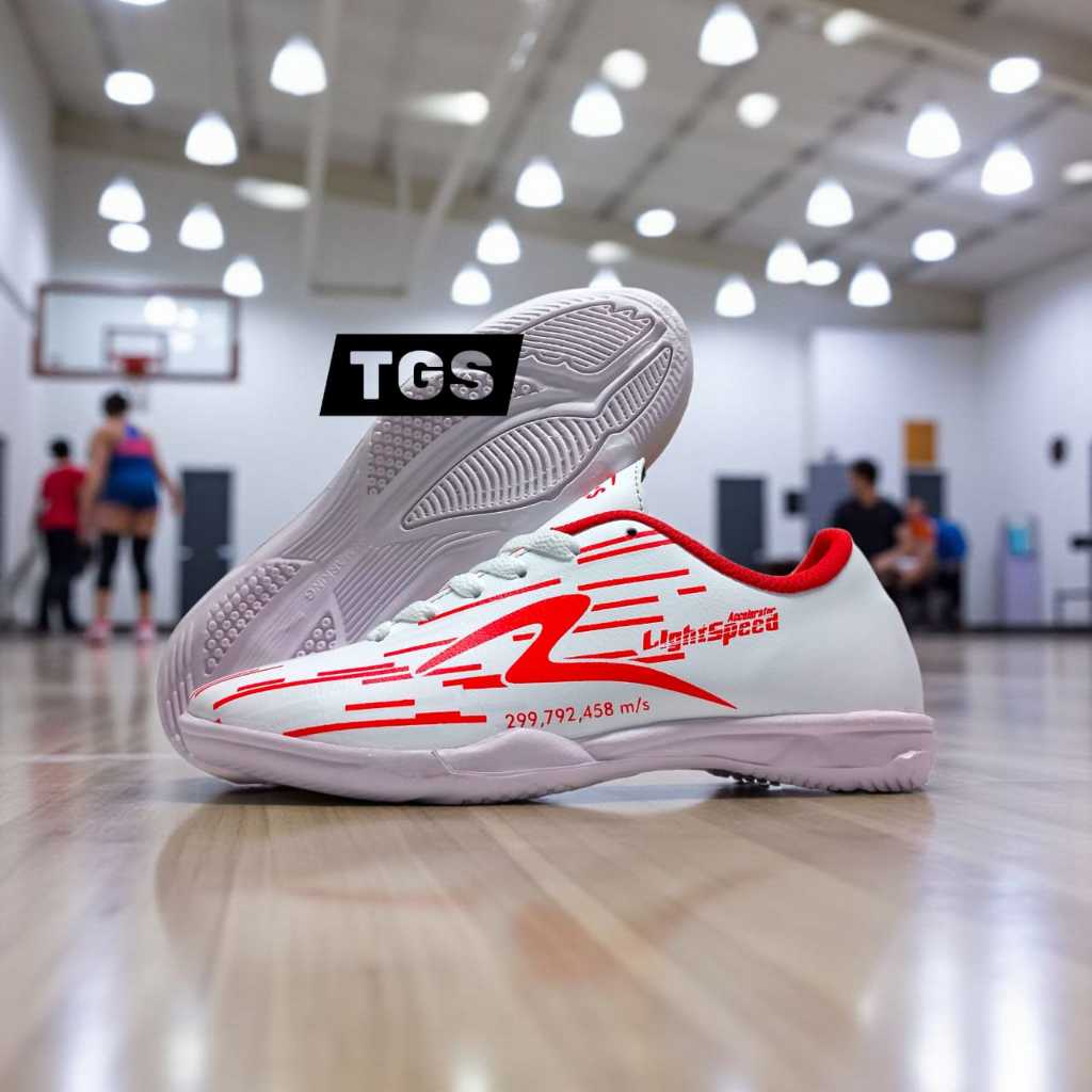 Sepatu Futsal Kids Specs Accelerator Lightspeed Reborn White red