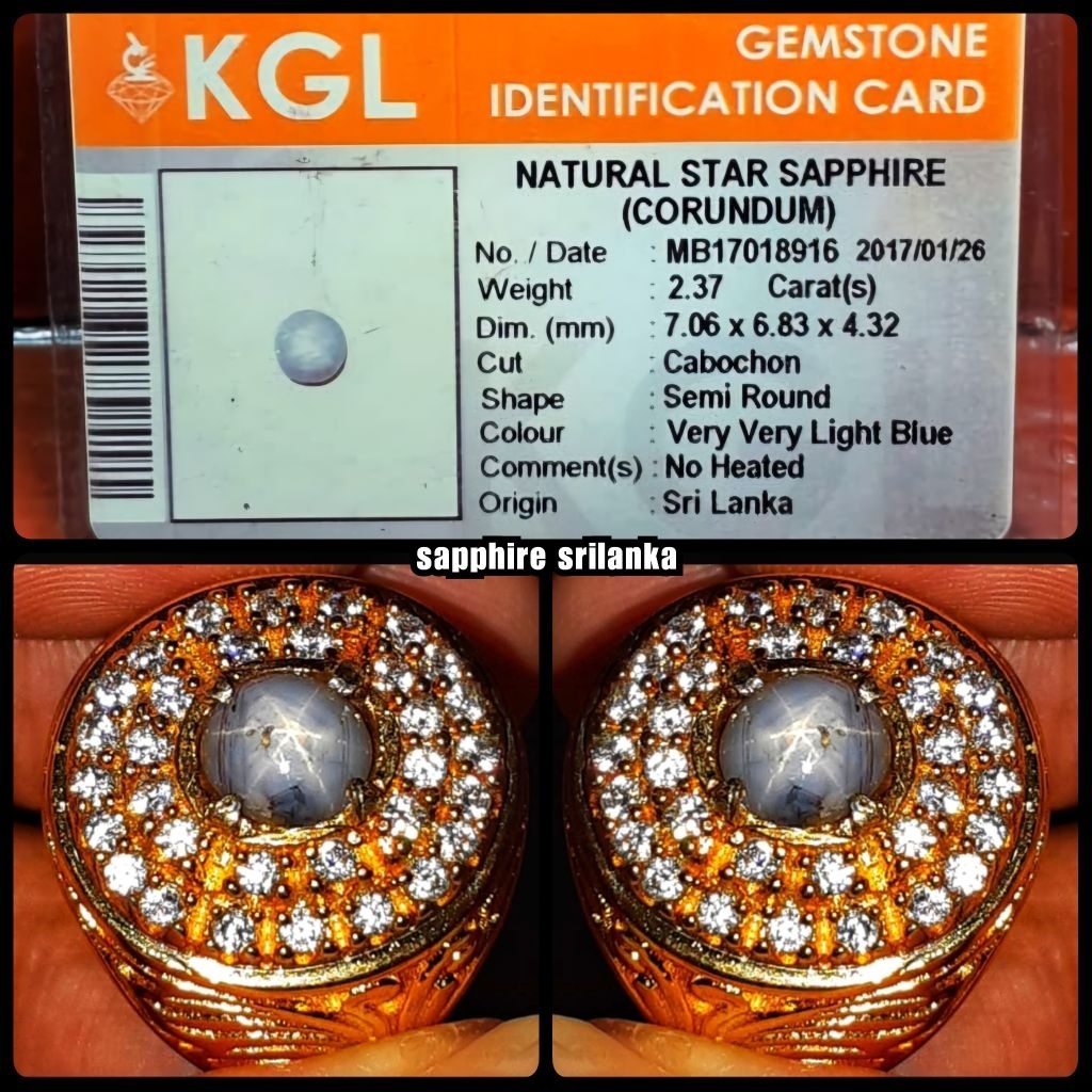 BATU STAR SAPPHIRE SRILANKA + MEMO KGL