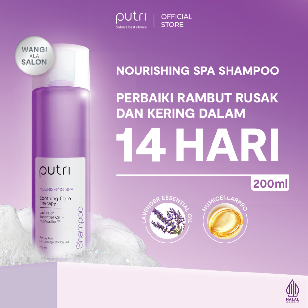 Putri Nourishing Spa Shampoo 200mL –  Anti Rambut Rusak & Kering | Shampoo Wangi Tahan Lama | Shampo