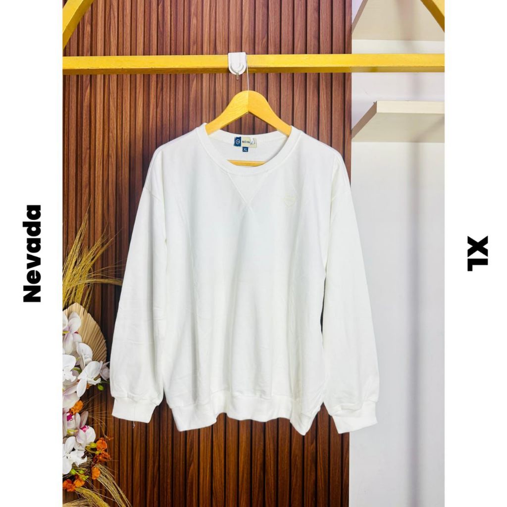 Sweater dewasa Nevadang polos putih size XL