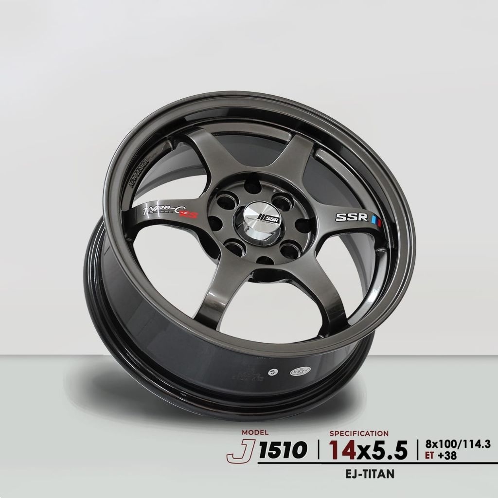 Velg Ssr type c ring 14 lebar 5.5 et38 pcd 8x100/114 titan