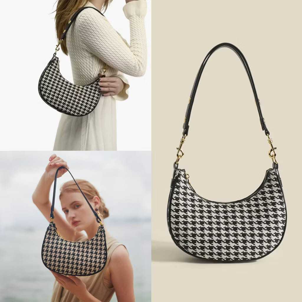 Tas Hobo Houndstooth Fashion Bag
