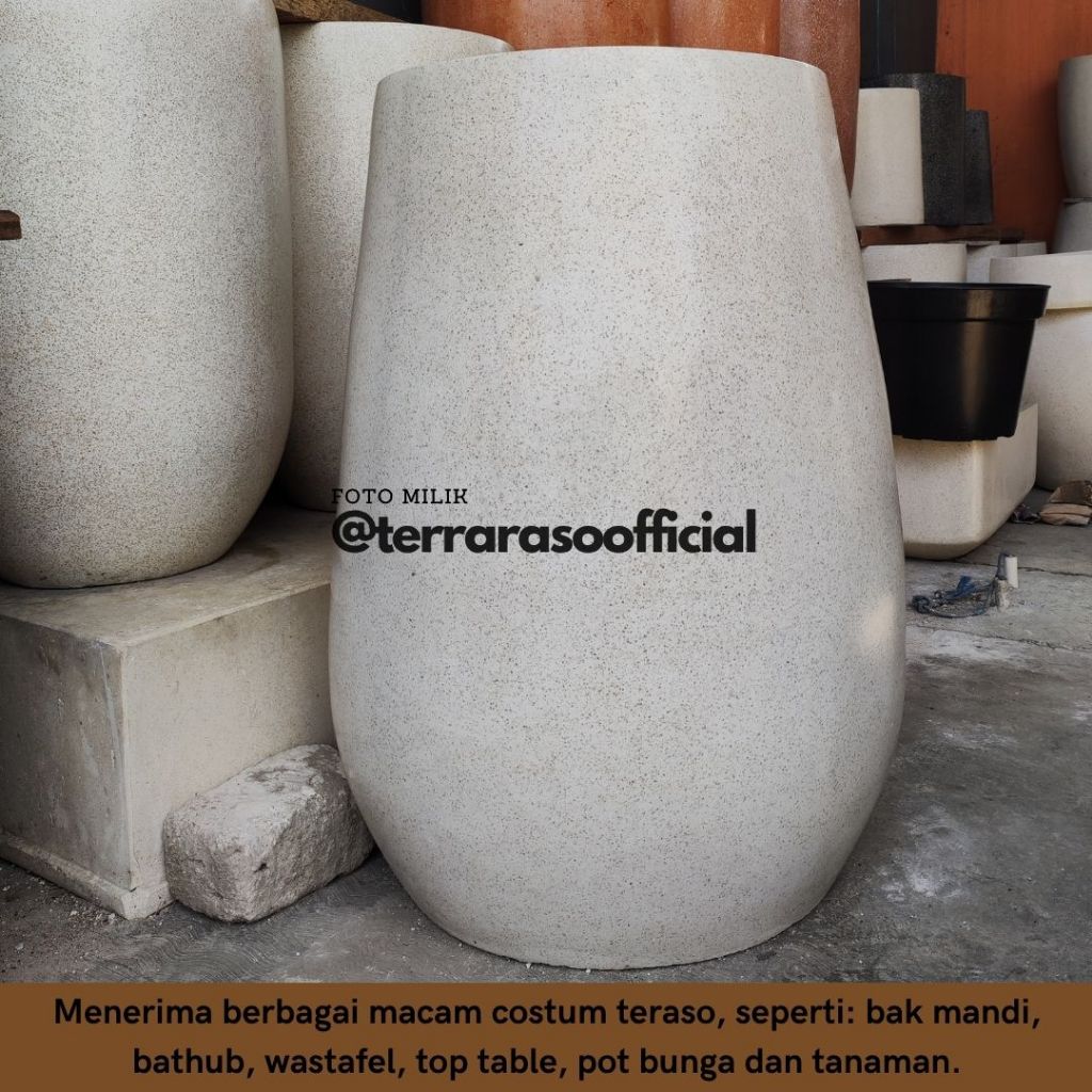 POT TERASO MODEL GENDANG DIAMETER 40CM TINGGI 70CM