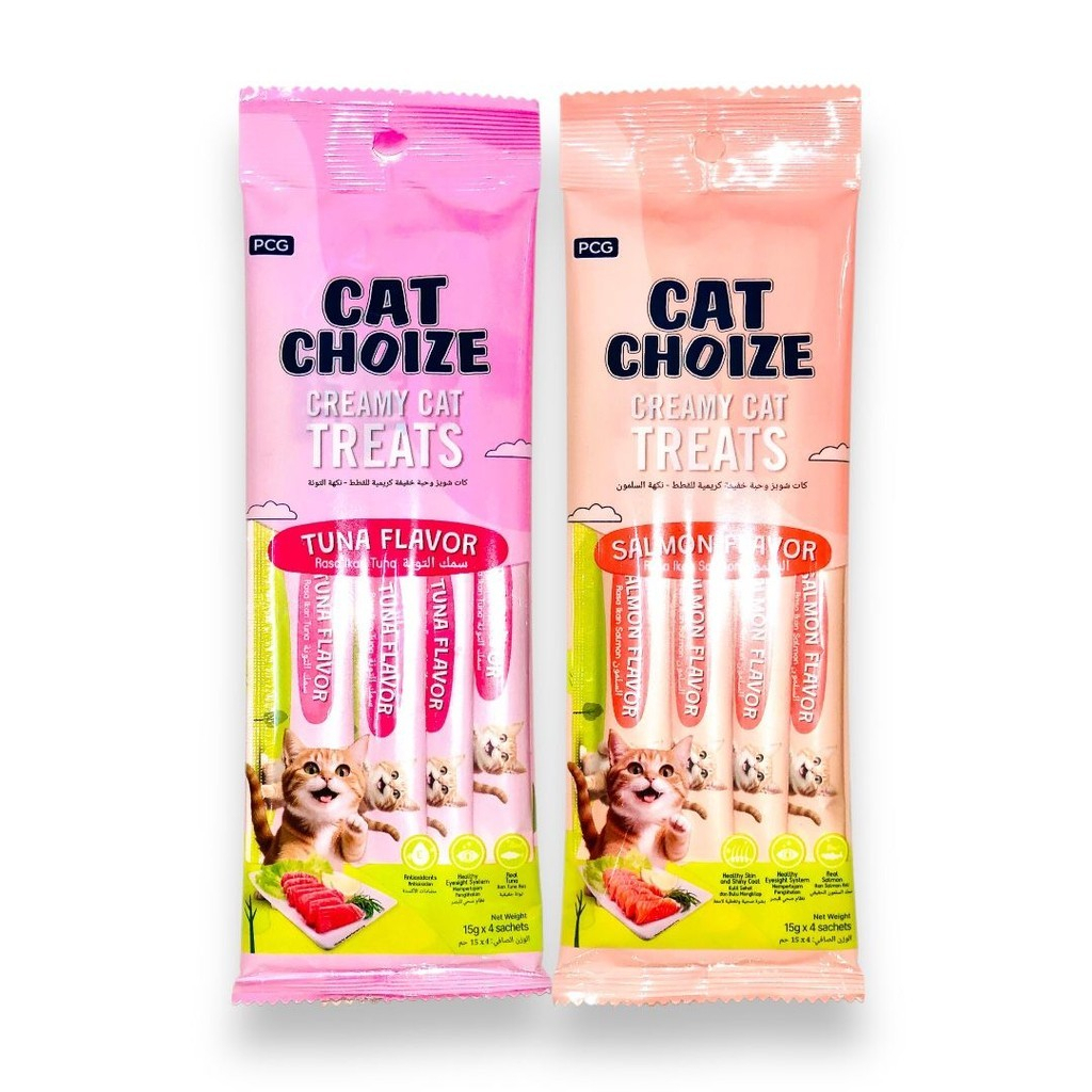 INTI BERKAH JAYA CAT CHOIZE Creamy Treats 4’s 60gr Snack Kucing Creamy Stick Makanan Basah Camilan K