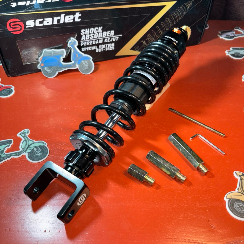 Shockbreaker Belakang Scarlet Hitam Vespa Super Sprint PX PS PTS EXCEL non tabung