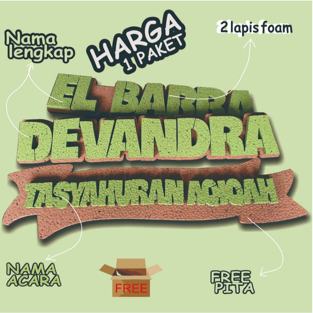 Dekorasi Huruf Foam Custom Nama / Inisial – Ulang Tahun, Lamaran, Wedding, Event