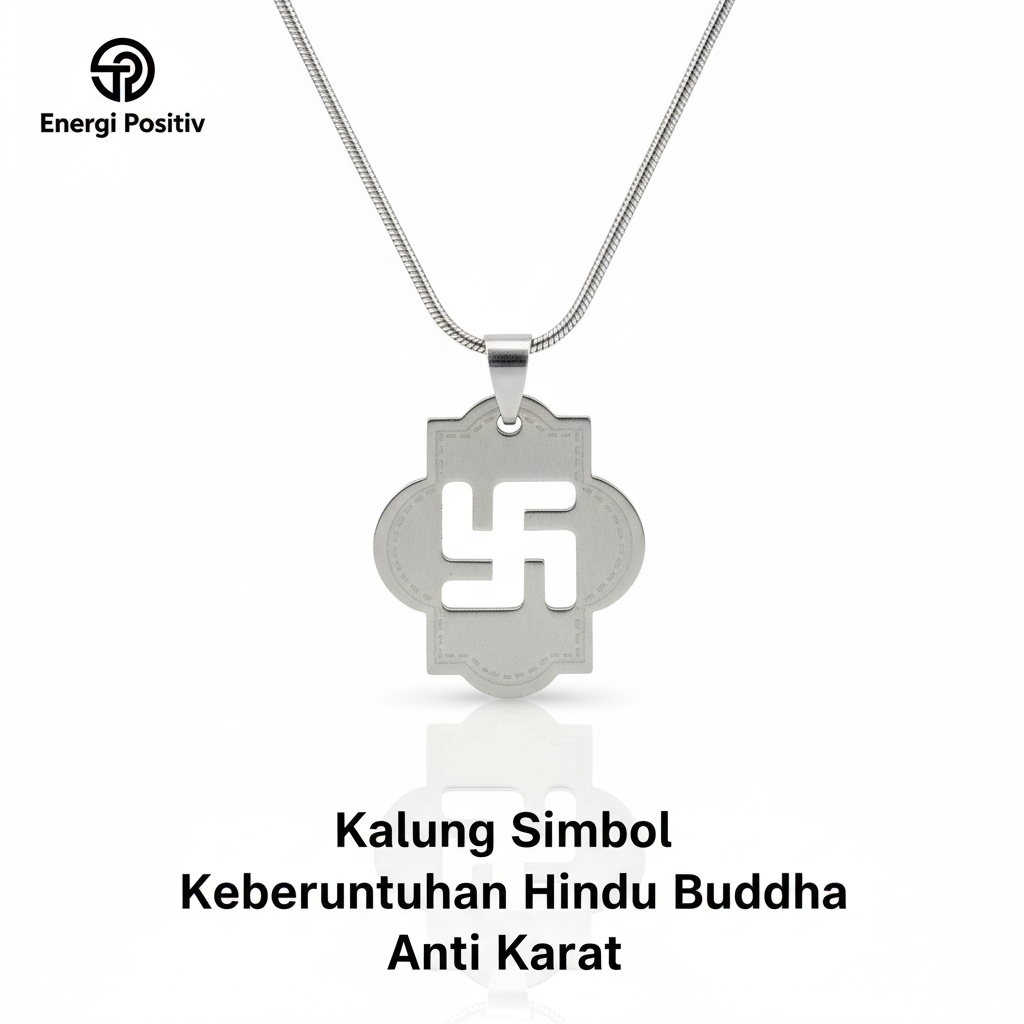 Kalung Spiritual Simbol Swastika Hindu / Liontin Titanium Asli Pria Anti Karat
