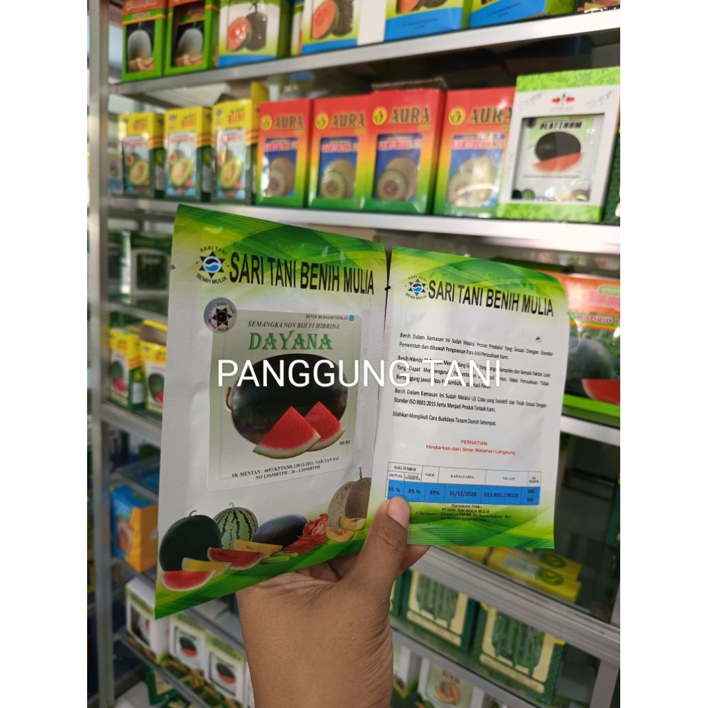 Benih Bibit Semangka Non Biji Dayana F1 Tipe Oval lonjong (Tahan Virus) Isi 300 Butir Kadaluarsa 202
