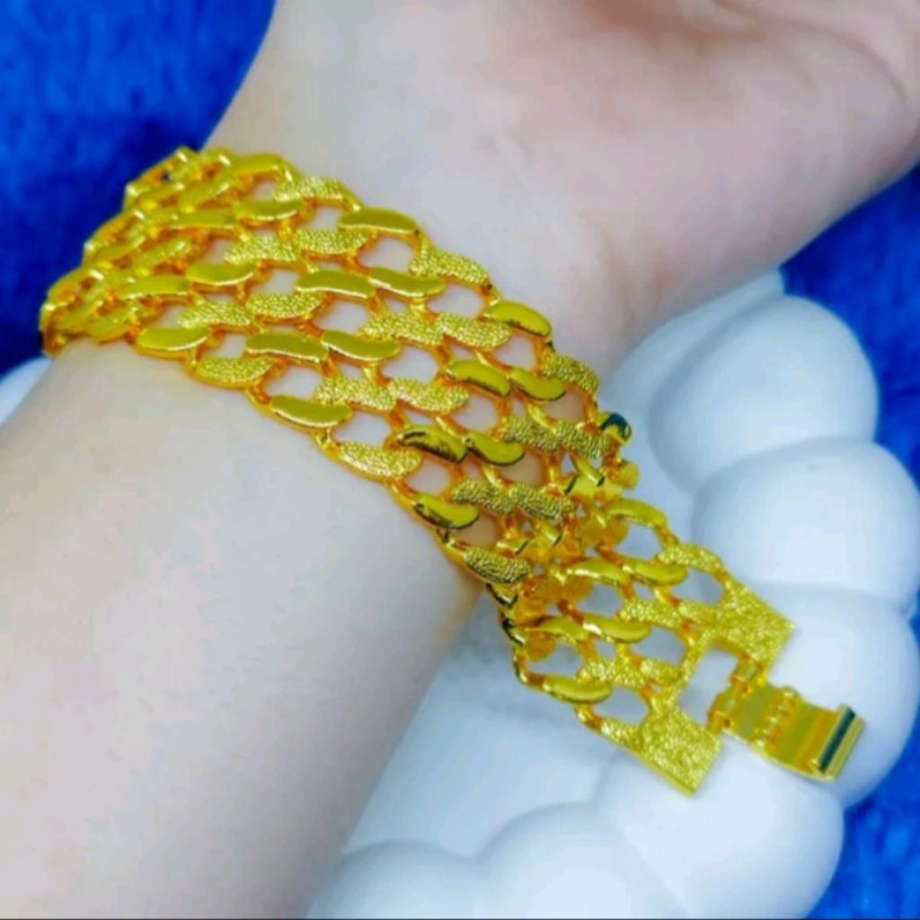 Gelang Emas Kendari 24k sisik naga besar perhiasan imitasi realpict