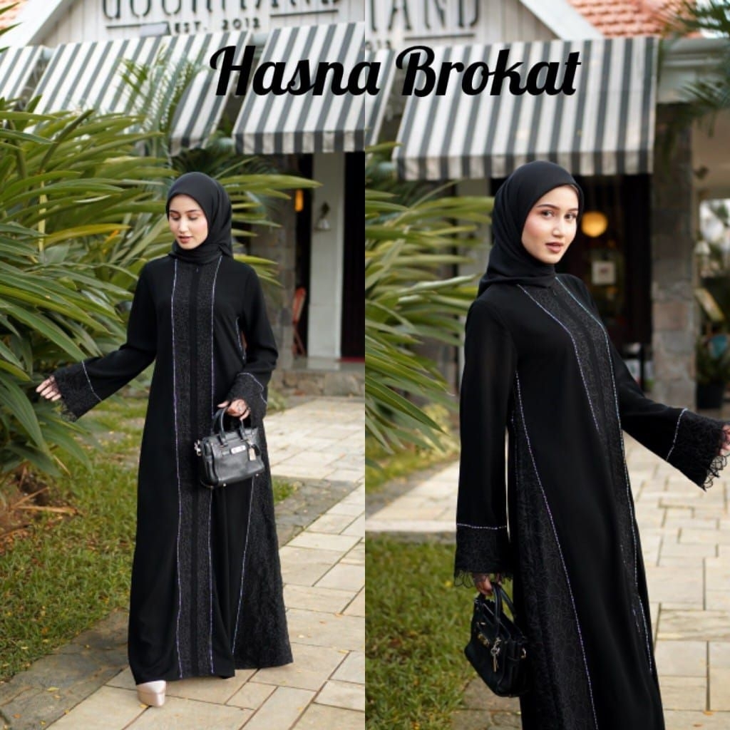 Abaya  Cantik Muslim Simpel  Mewah Dubai Hasna Brokat