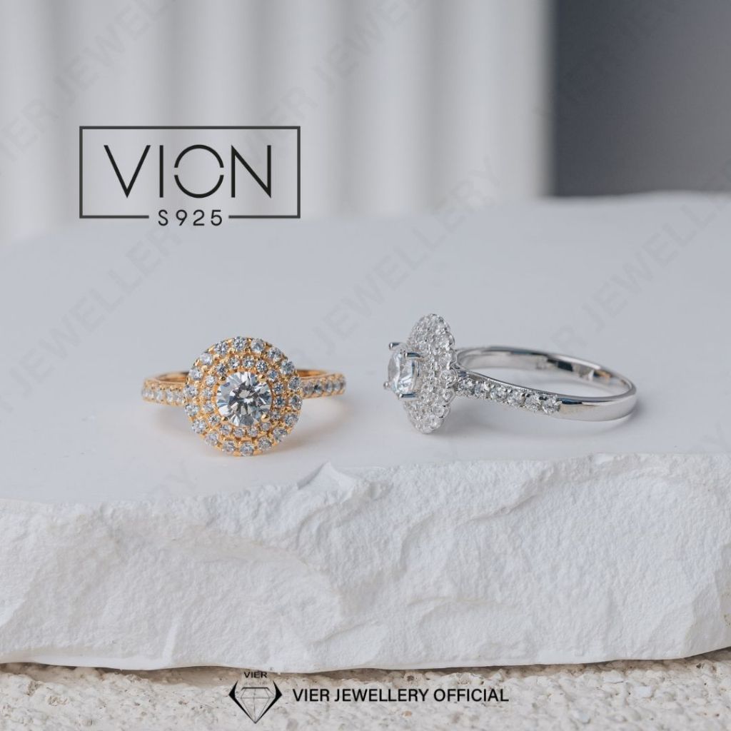 Vion S925 Ring 10306 , cincin perak / silver 925 , cincin replika berlian crystal zirconia