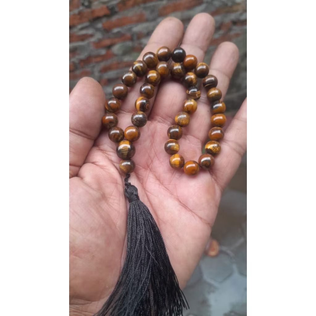 tasbih batu 33 batu akik natural tiger eye 8 mm