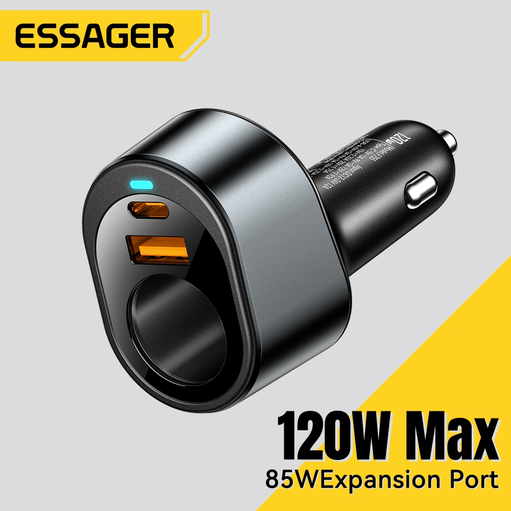 Essager 120W Car Charger Mini Fast Charging USB/Type C Double Nip Can Used Together With The Previou