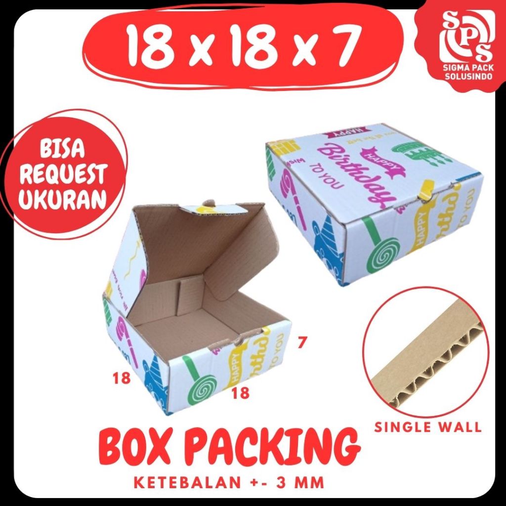 kardus 18x18x7 LD Box Ultah Kado Happy Birthday Kemasan Kotak Kado Tas Kardus Hampers