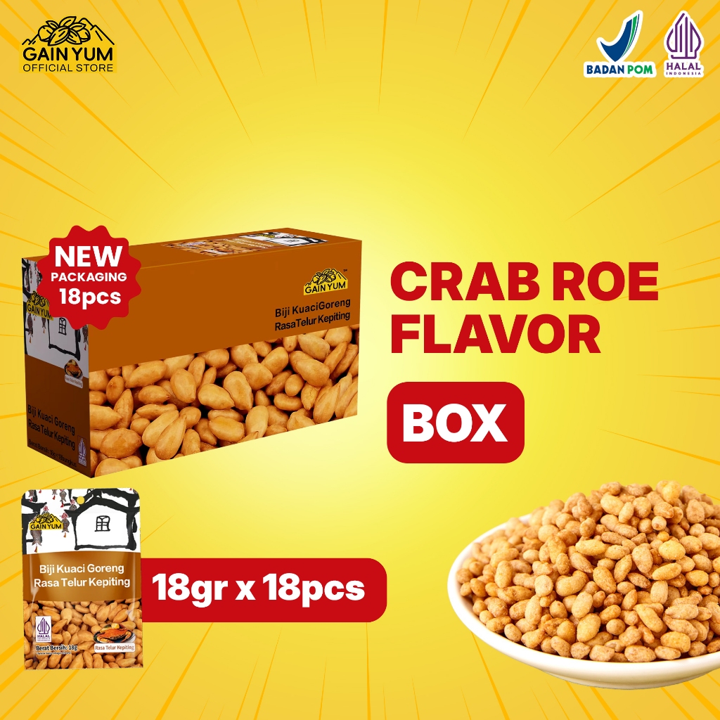 Gain Yum - Kuaci Kupas Rasa Telur Kepiting BOX 18g X 18pcs