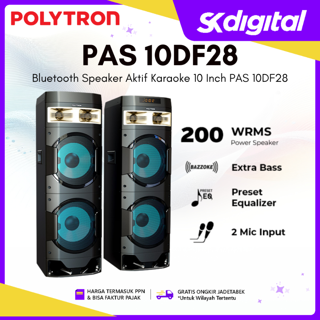 Speaker Polytron PAS 10DF28 Speaker Bluetooth Aktif Karaoke 10 Inch