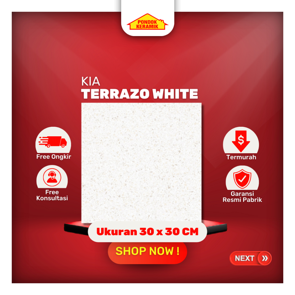 Keramik Lantai KIA 30x30 Terrazo White Matt Kasar Keramik Kamar Mandi Keramik Teras Warna Putih