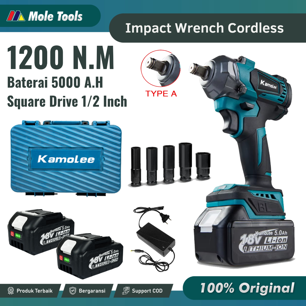 Kamolee Impact Wrench 1200 N.m 1/2 Inch | Cordless Impact wrench Kamolee 1200N.M | Impact Wrench Bat