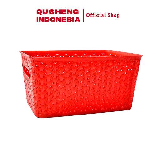 Keranjang Penyimpanan Serbaguna Keranjang Plastik Anyaman Keranjang Rajut Plastik-Size Kecil