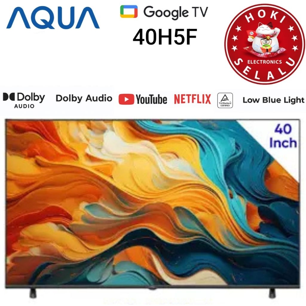 AQUA Smart Google TV 40 Inch 40H5F Full HD FHD Digital Dolby DBX TV Chromecast Bezel Less HDR Low Bl