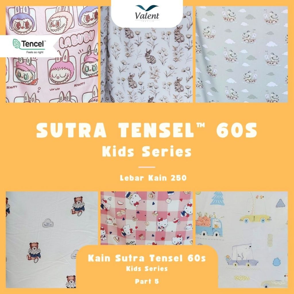 KAIN SUTRA BAMBOO ORGANIK 60S LYOCELL MOTIF ANAK PIYAMA PREMIUM 250 CM - 5