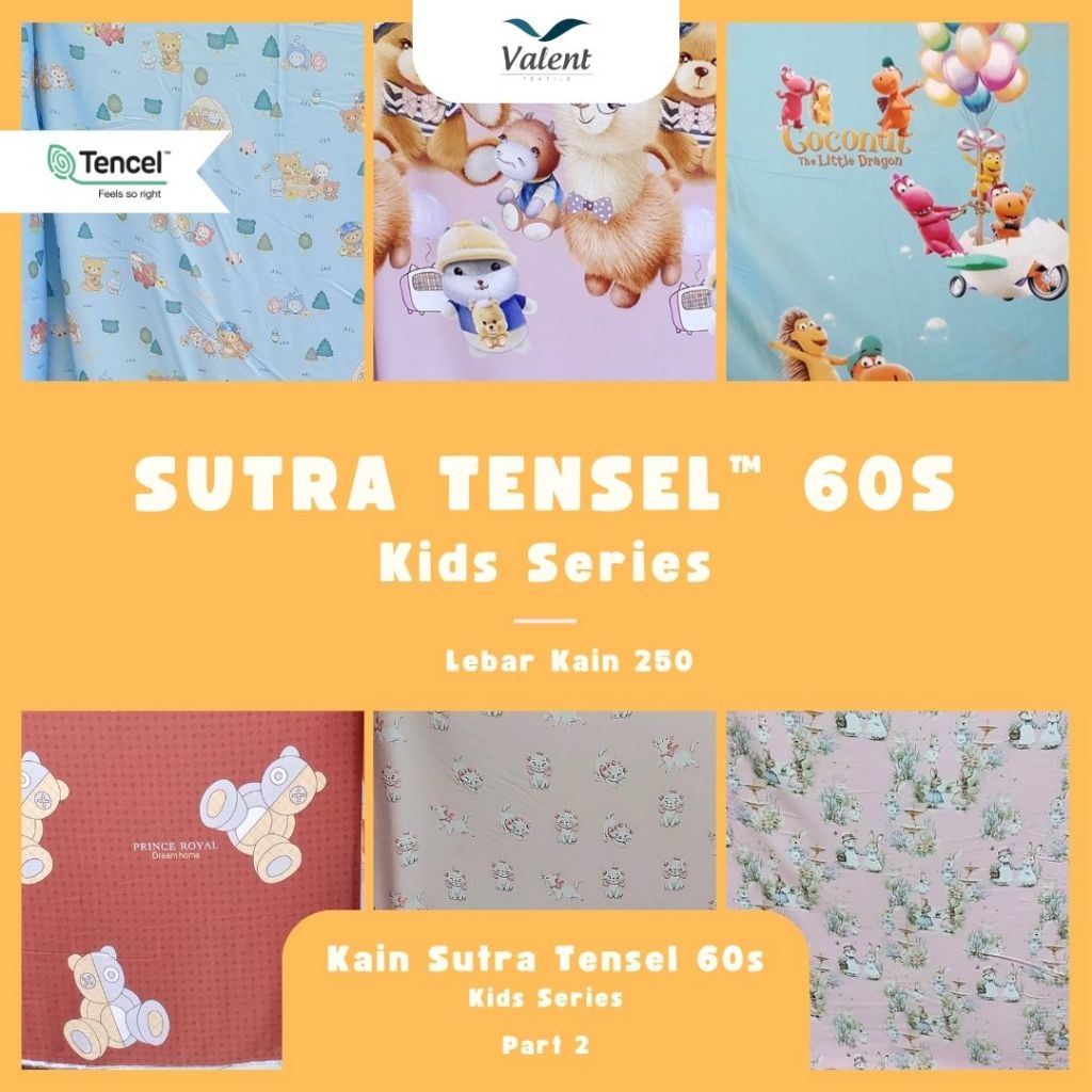 KAIN SUTRA BAMBOO ORGANIK 60S LYOCELL MOTIF ANAK PIYAMA PREMIUM 250 CM - 2