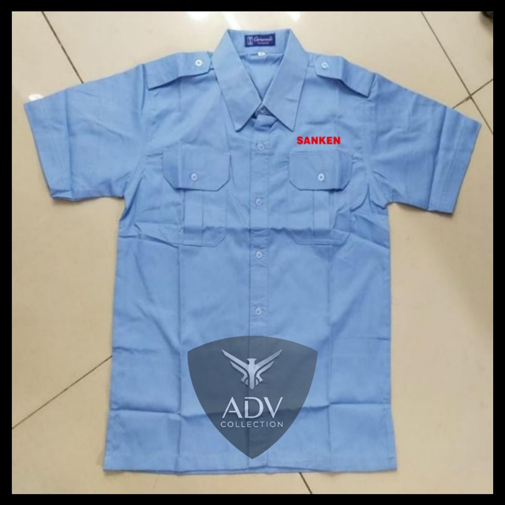 Kemeja SANKEN Seragam SANKEN Biru Muda PDH Lengan Pendek Pria