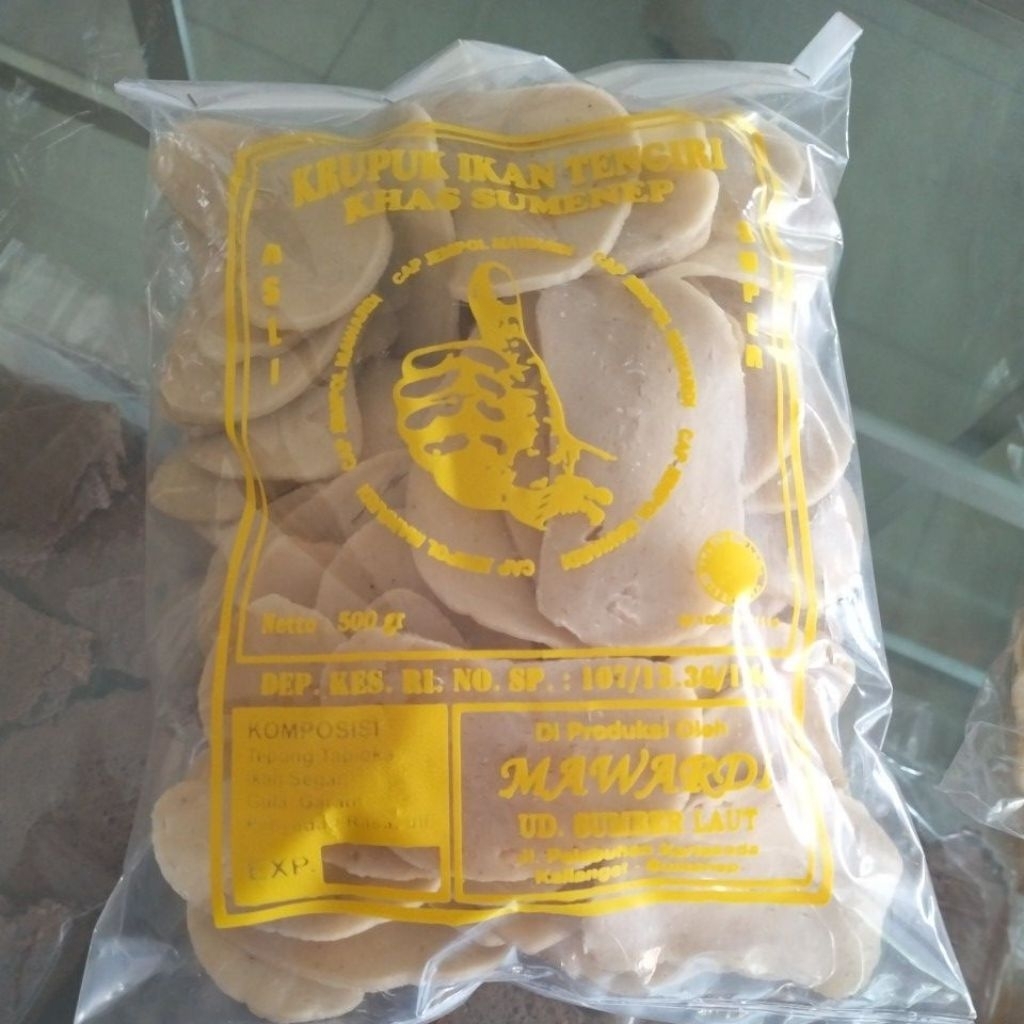 kerupuk ikan tengiri khas Sumenep bentuk sek sek 500 gram
